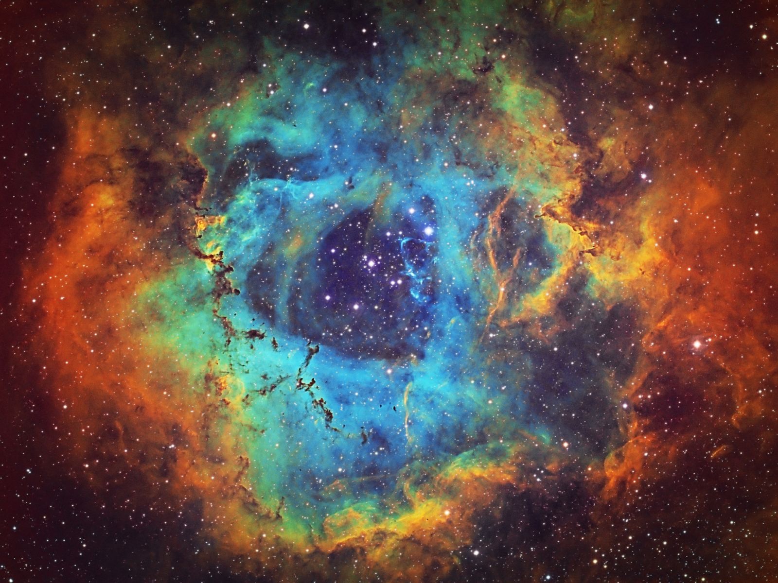 Monoceros takımyıldızı doğrultusunda rozet Bulutsusu (NGC 2237, Caldwell 49)